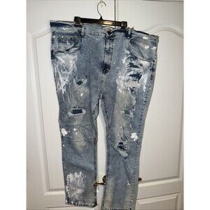 FWRD Denim Mens Jeans Sz 48x33 Distressed Slim Fit Paint Splatter Light Wash NWT